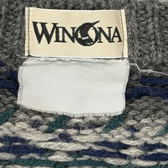 Vintage Winona Knits Sweater Men's XL Wool Blend Nordic Made in USA - Picture 3 of 6